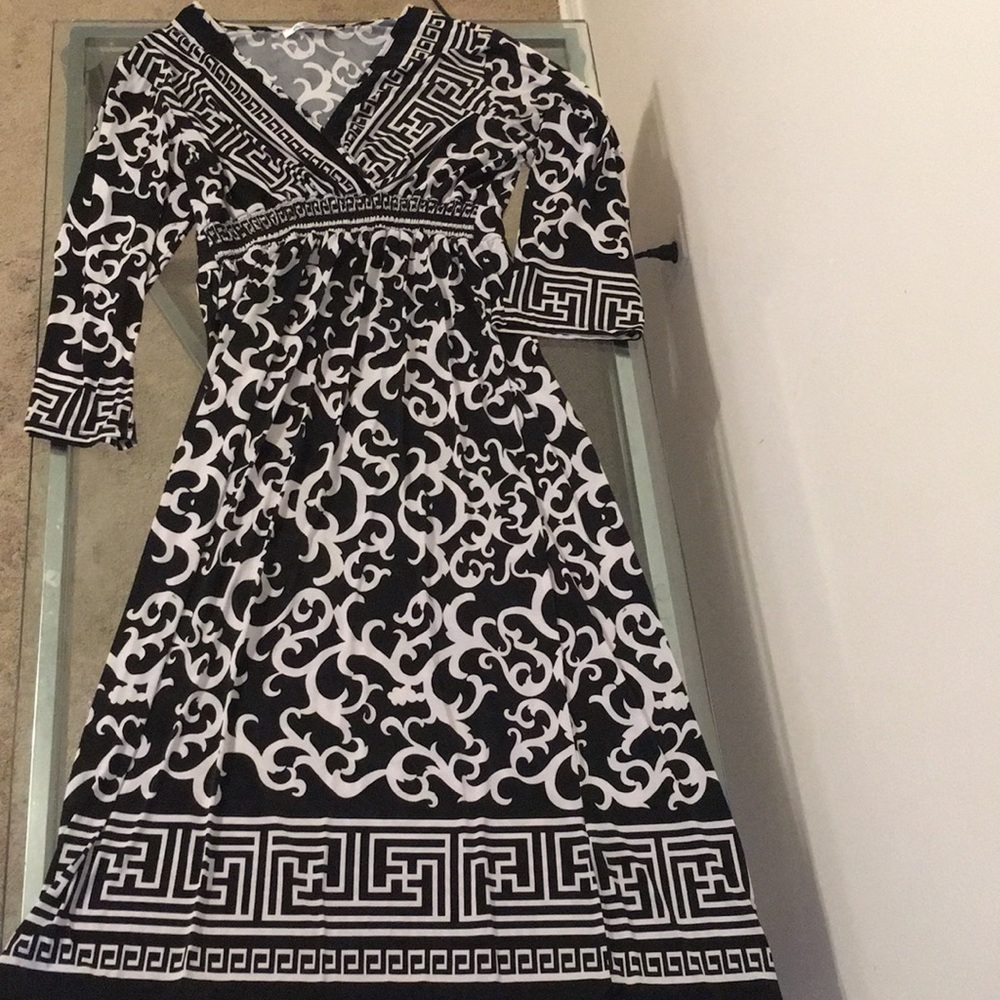 Long black and white sundress